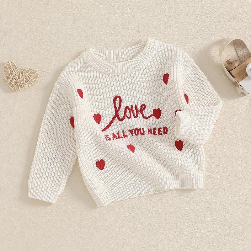 love is all you need kids knit crew sweater