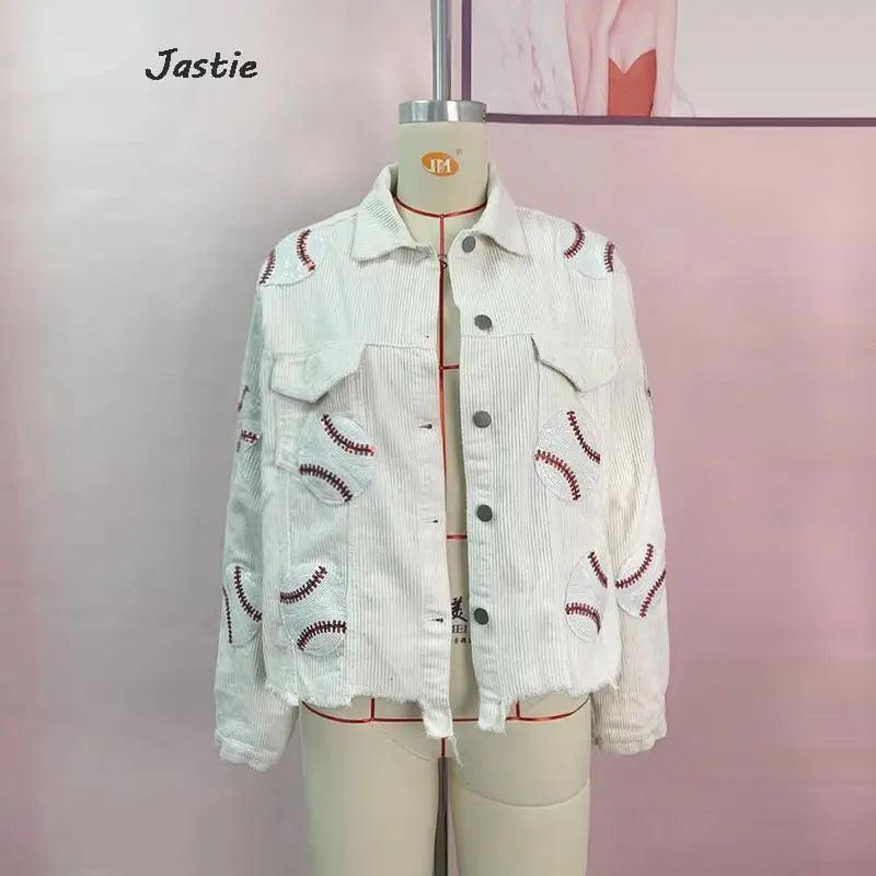 baseball sequin cropped jacket - basil boutique