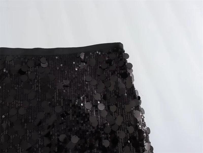 mixed sequin mini skirt - basil boutique