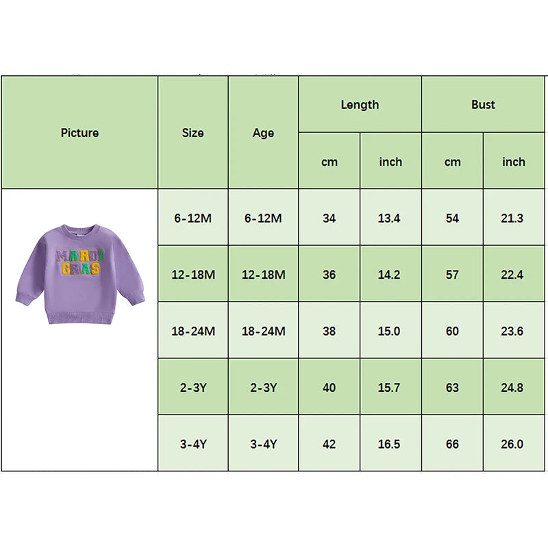 mardi gras kids crew sweatshirt