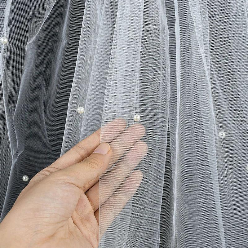 bride pearl veil - basil boutique