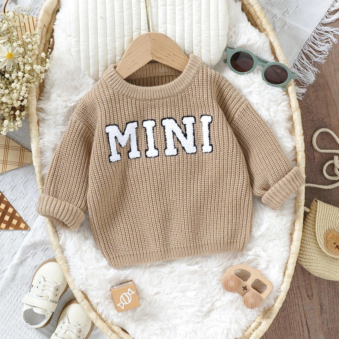 mini knit kids crew sweater - basil boutique