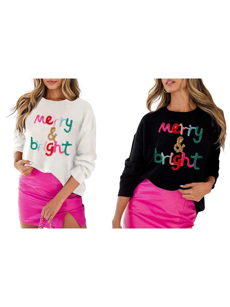 merry + bright crew sweater - basil boutique