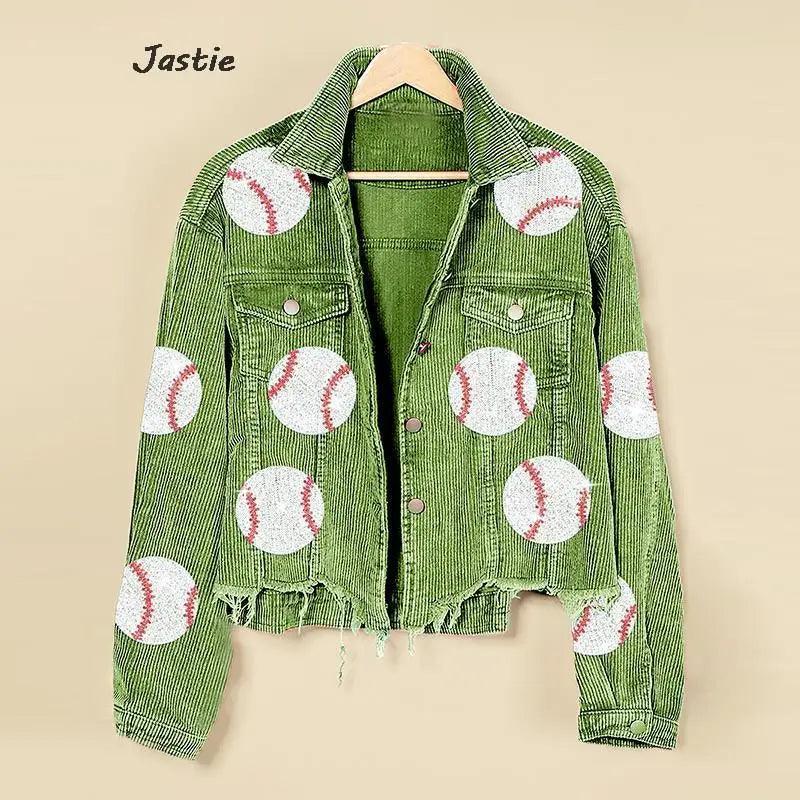 baseball sequin cropped jacket - basil boutique