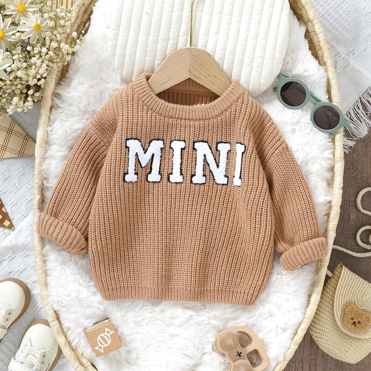 mini knit kids crew sweater - basil boutique