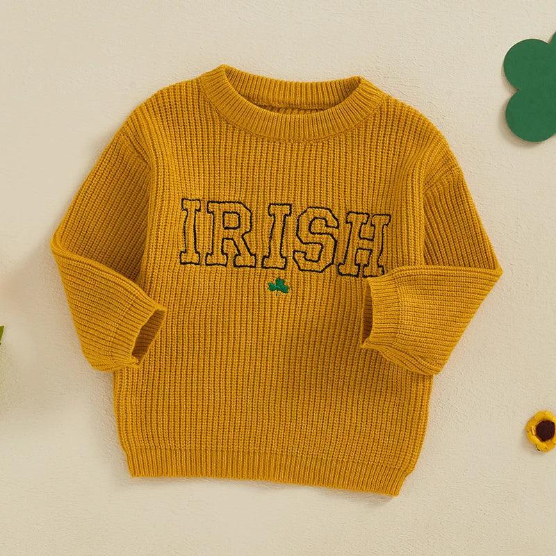 irish varsity knit kids crew sweater