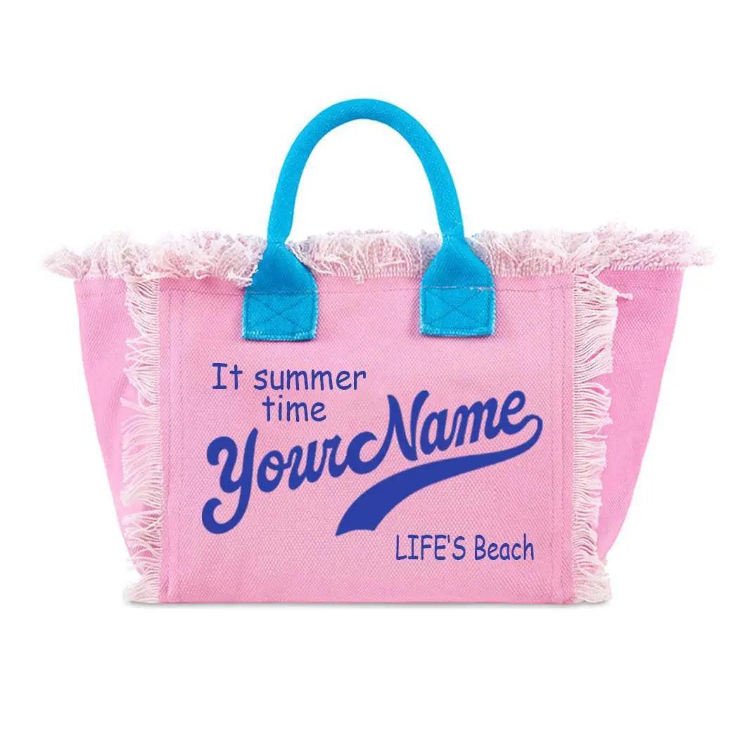 personalized tassel beach tote bag - basil boutique