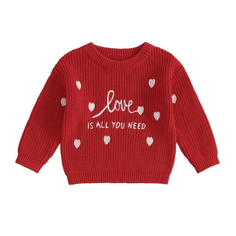 love is all you need kids knit crew sweater