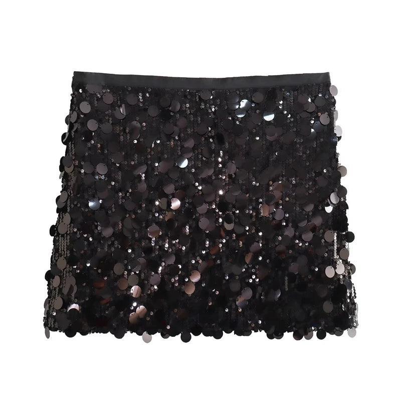 mixed sequin mini skirt - basil boutique