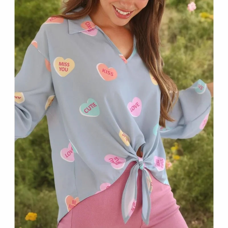 sweetheart front tie shirt