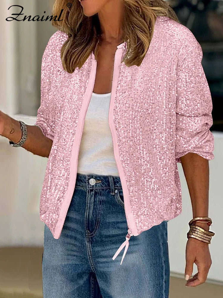 zipper sequin jacket