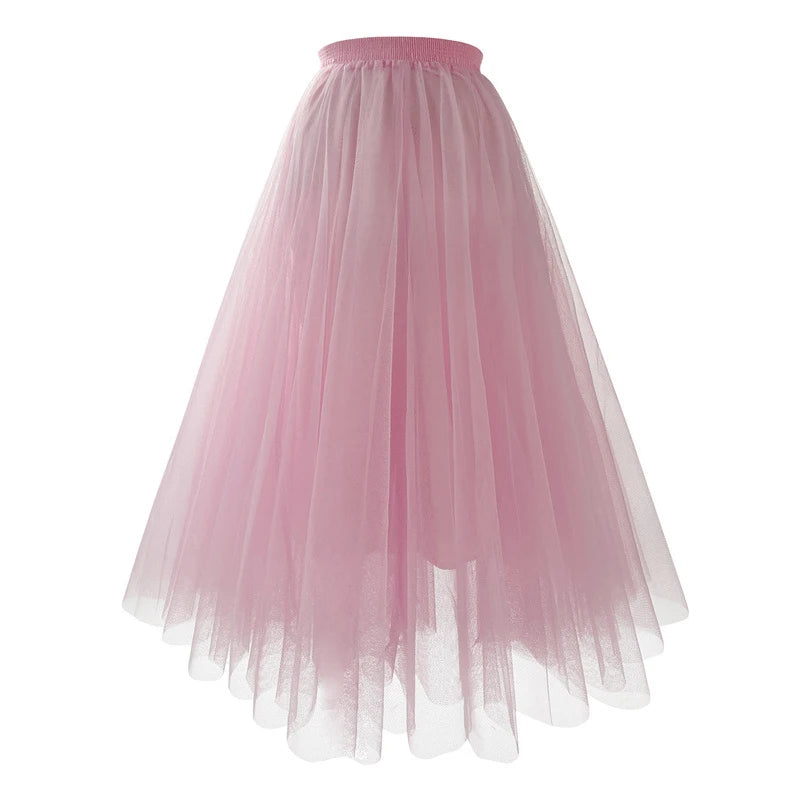 floor length tulle maxi skirt