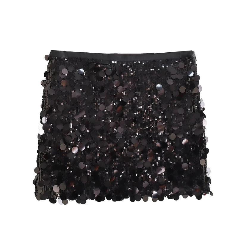 mixed sequin mini skirt - basil boutique