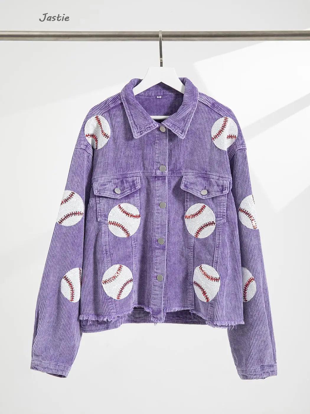 baseball sequin cropped jacket - basil boutique