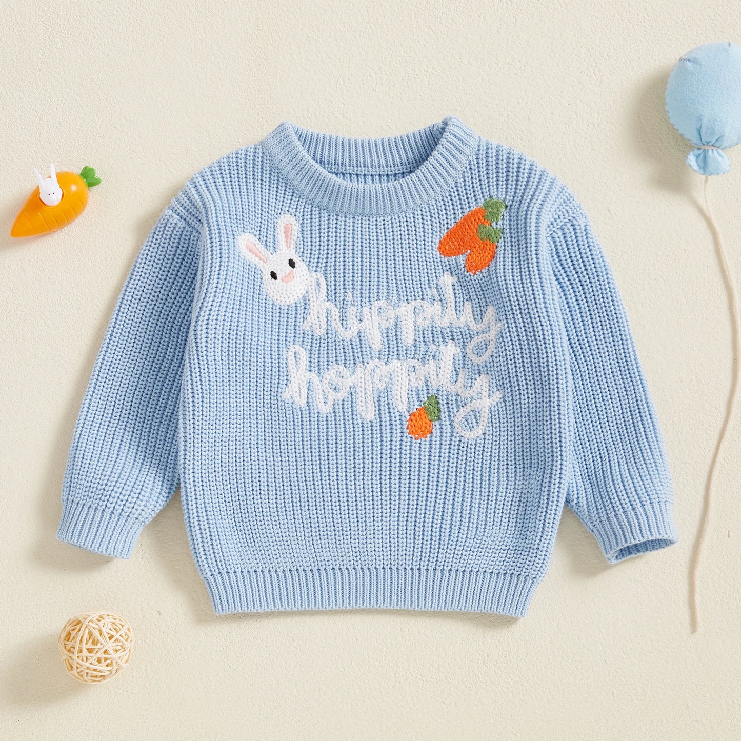 hippity hoppity knit kids crew sweater