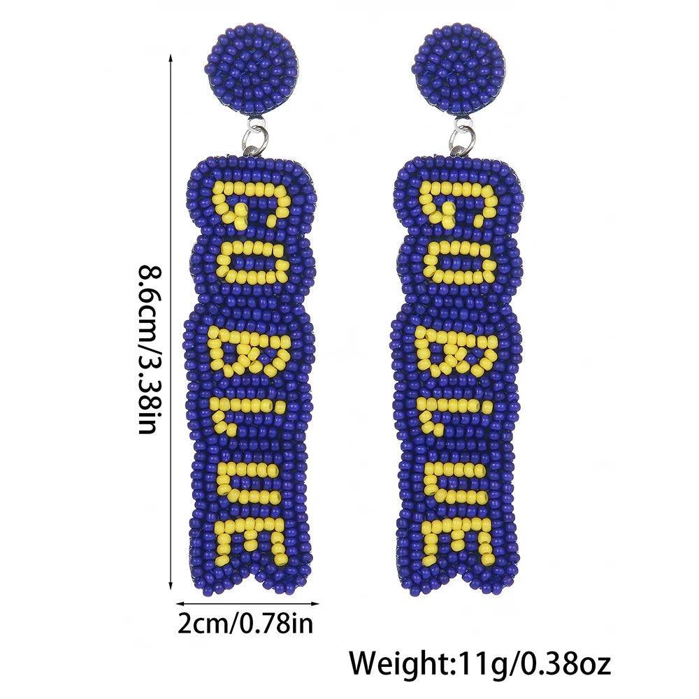 go blue beaded drop earrings - basil boutique