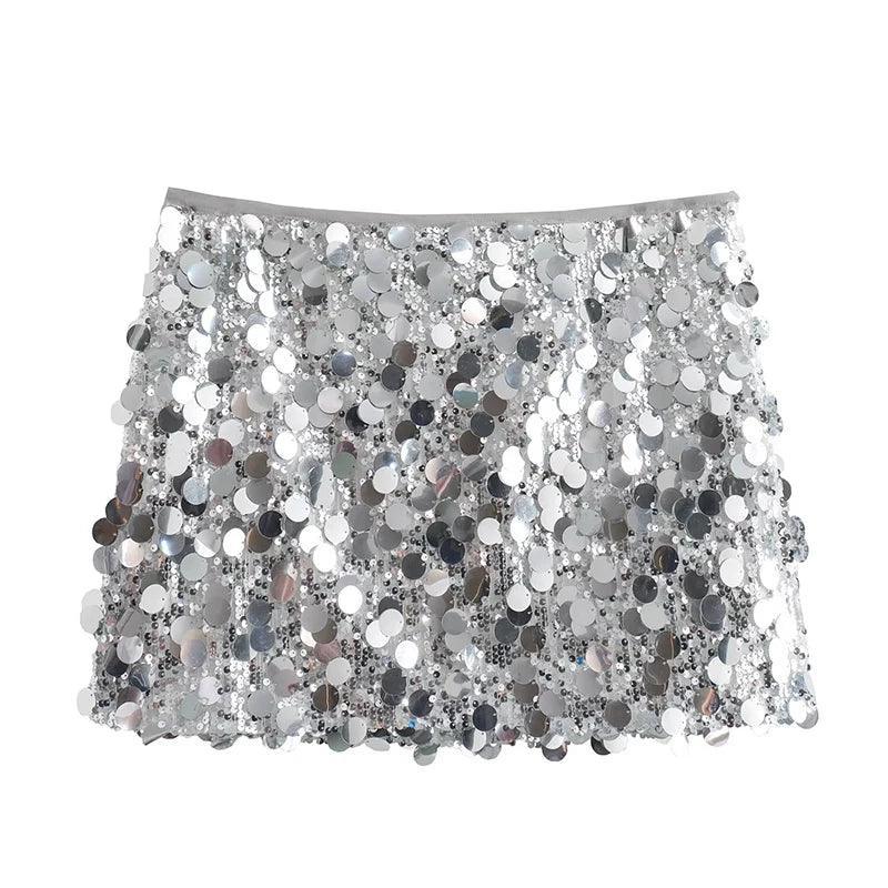 mixed sequin mini skirt - basil boutique