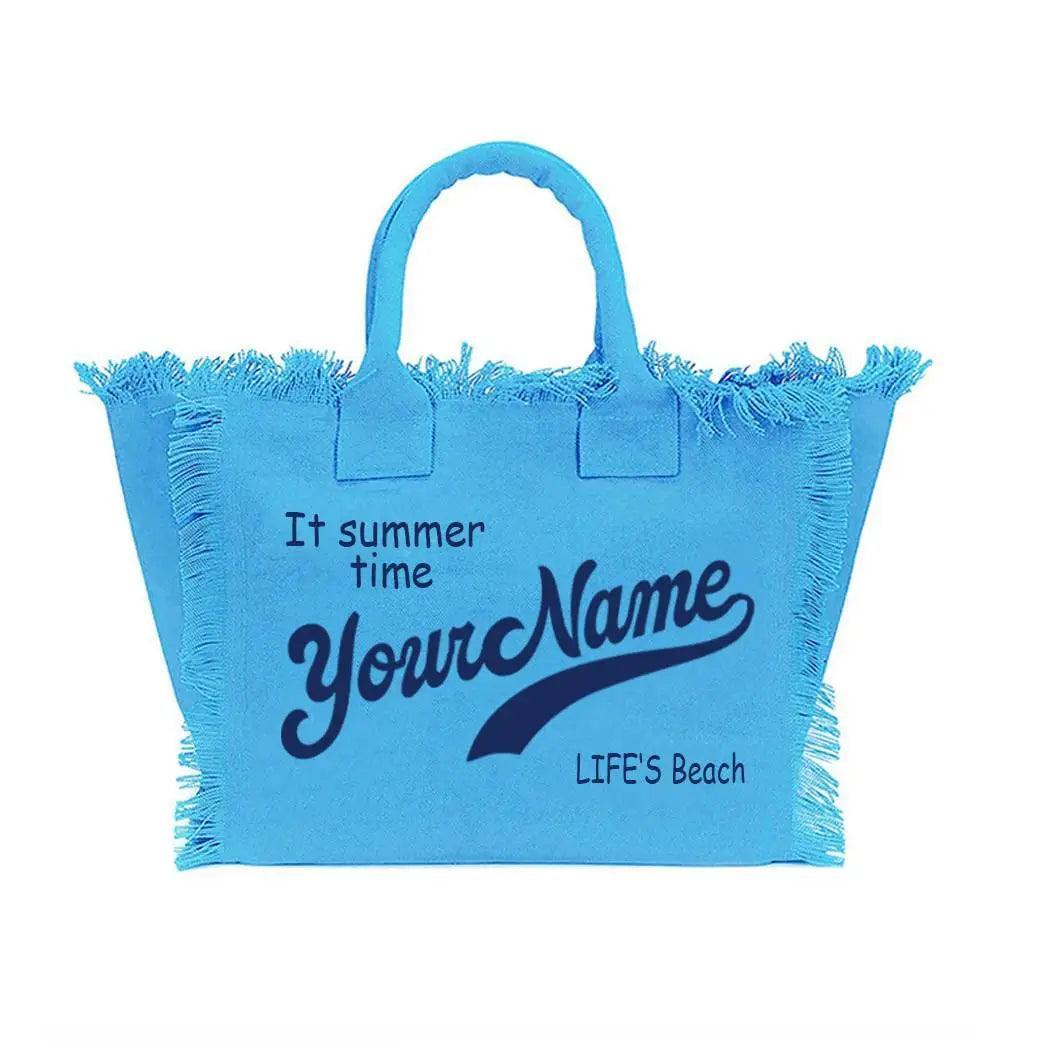 personalized tassel beach tote bag - basil boutique