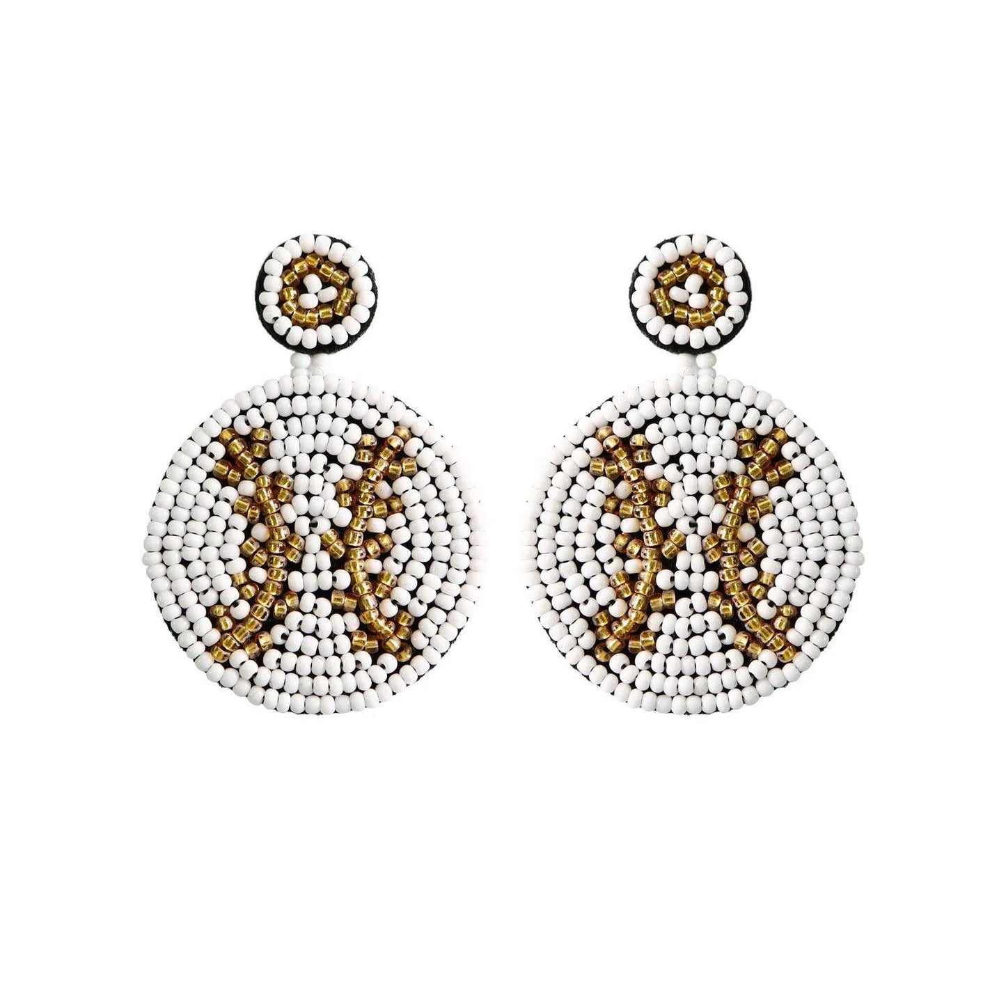 baseball beaded earrings - basil boutique
