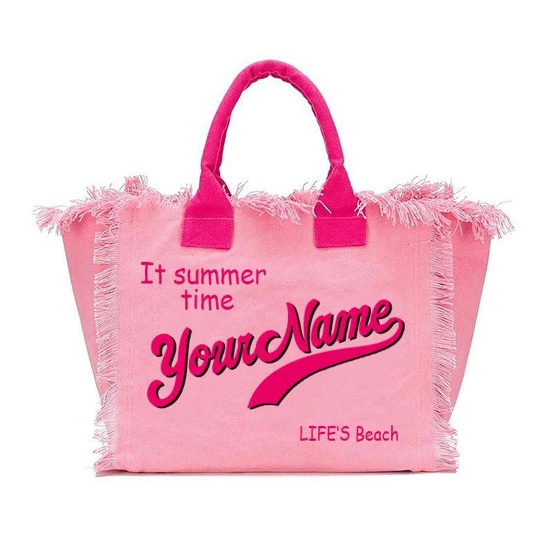 personalized tassel beach tote bag - basil boutique