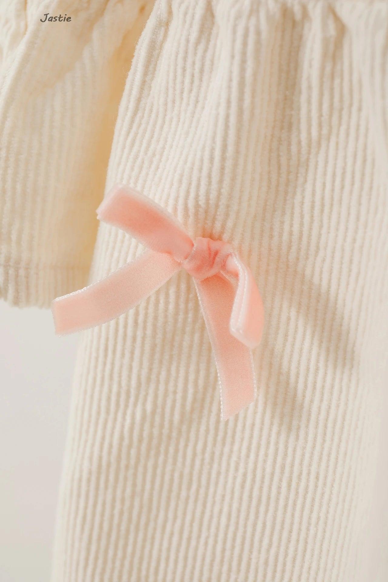 bow corduroy ruffle dress