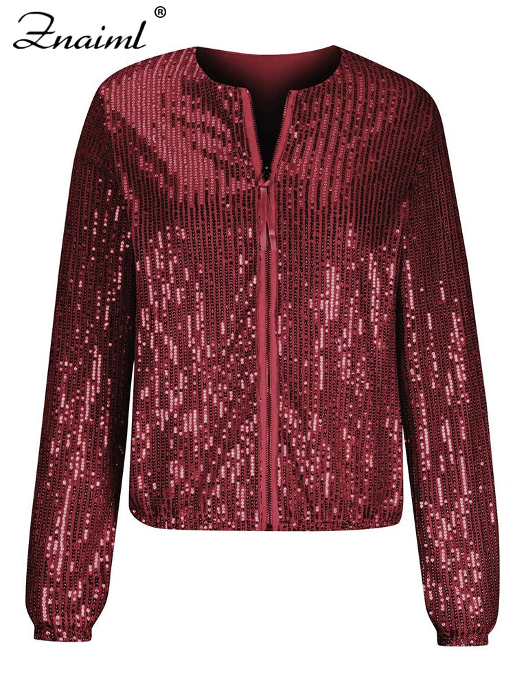 zipper sequin jacket