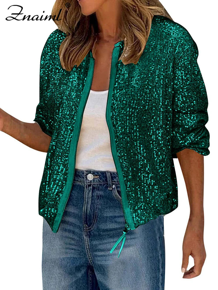 zipper sequin jacket