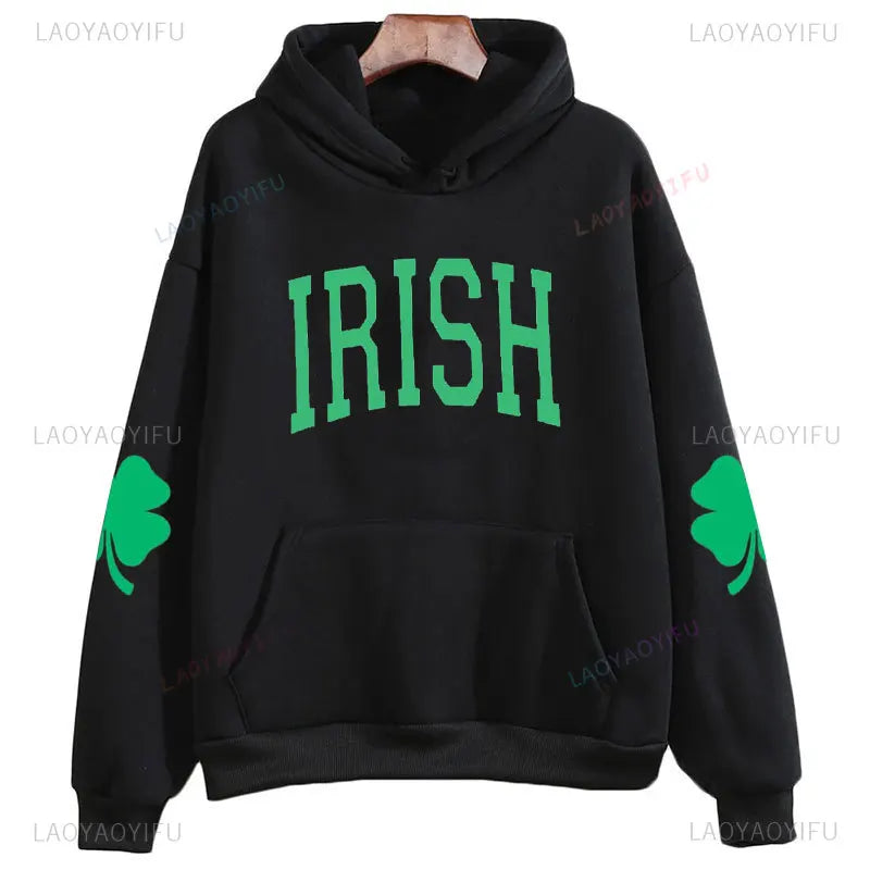 irish shamrock sleeve crew sweatshirts + hoodies