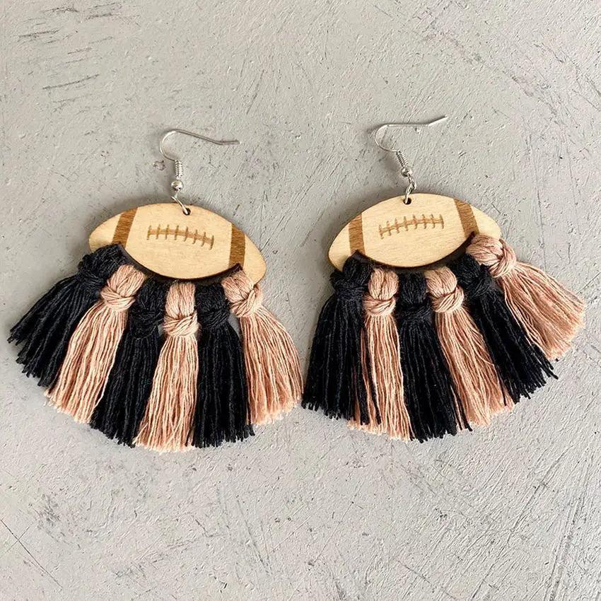 football tassel earrings - basil boutique