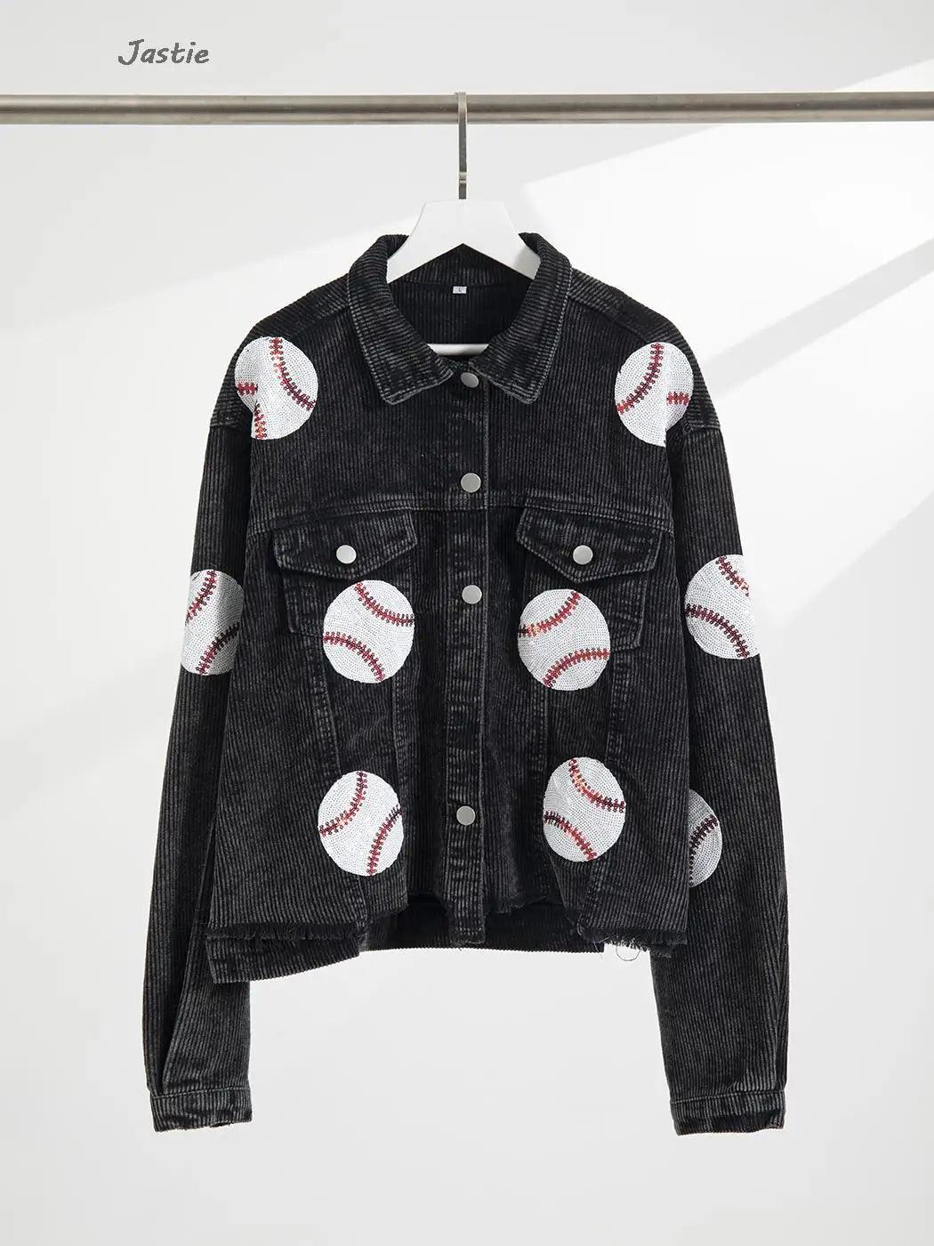 baseball sequin cropped jacket - basil boutique