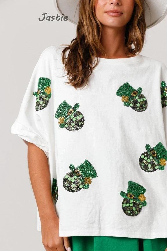 st. patty's day sequin tops - basil boutique