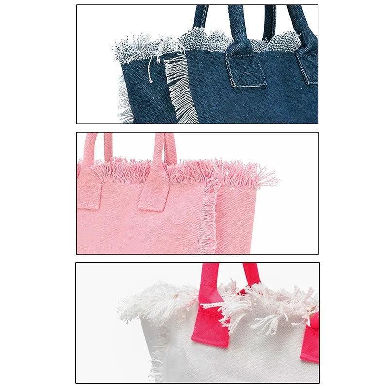 personalized tassel beach tote bag - basil boutique