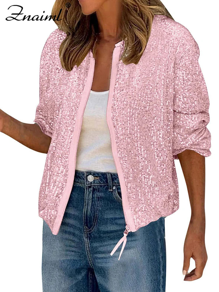 zipper sequin jacket