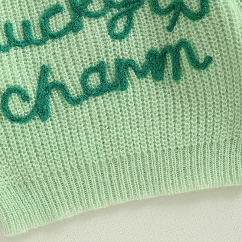 lucky charm knit kids crew sweater