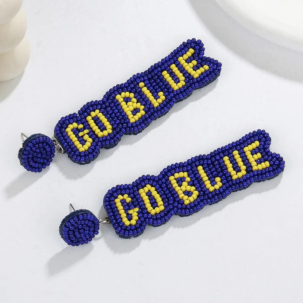 go blue beaded drop earrings - basil boutique