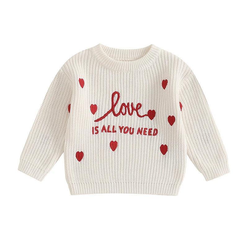love is all you need kids knit crew sweater
