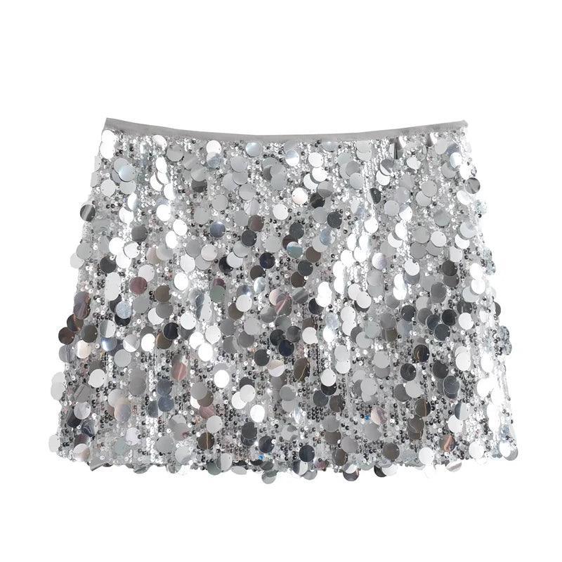 mixed sequin mini skirt - basil boutique
