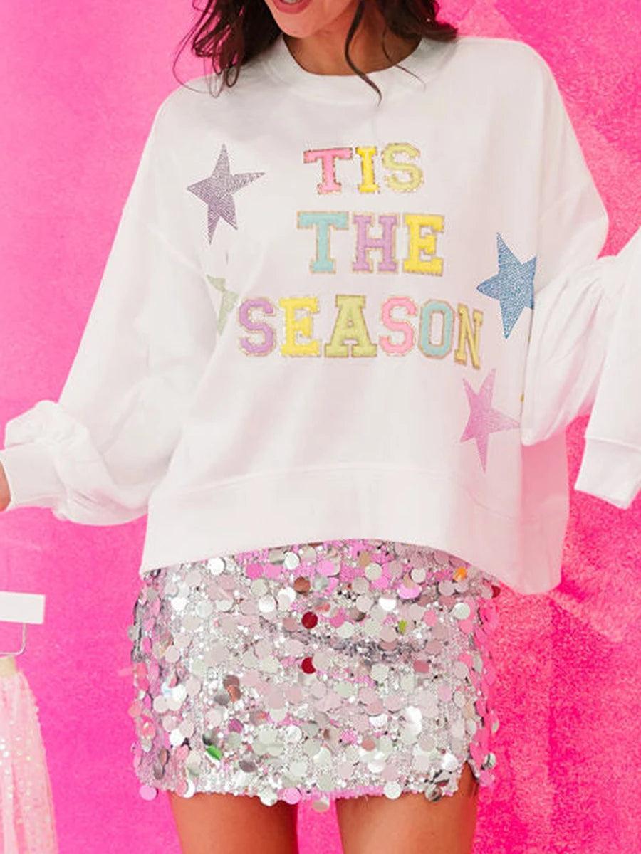 tis the season sparkle crew sweater - basil boutique
