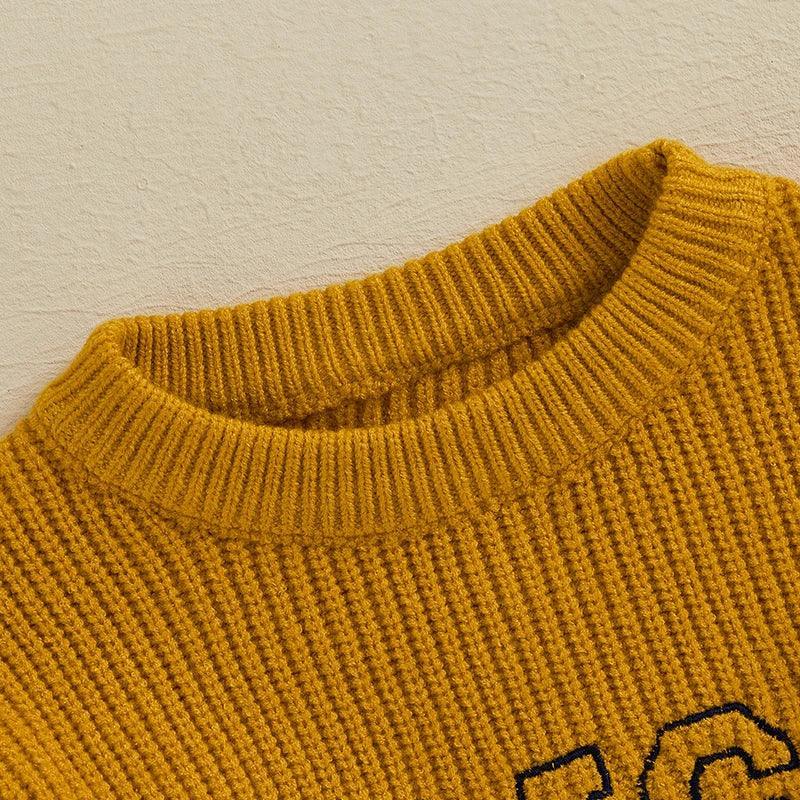 irish varsity knit kids crew sweater