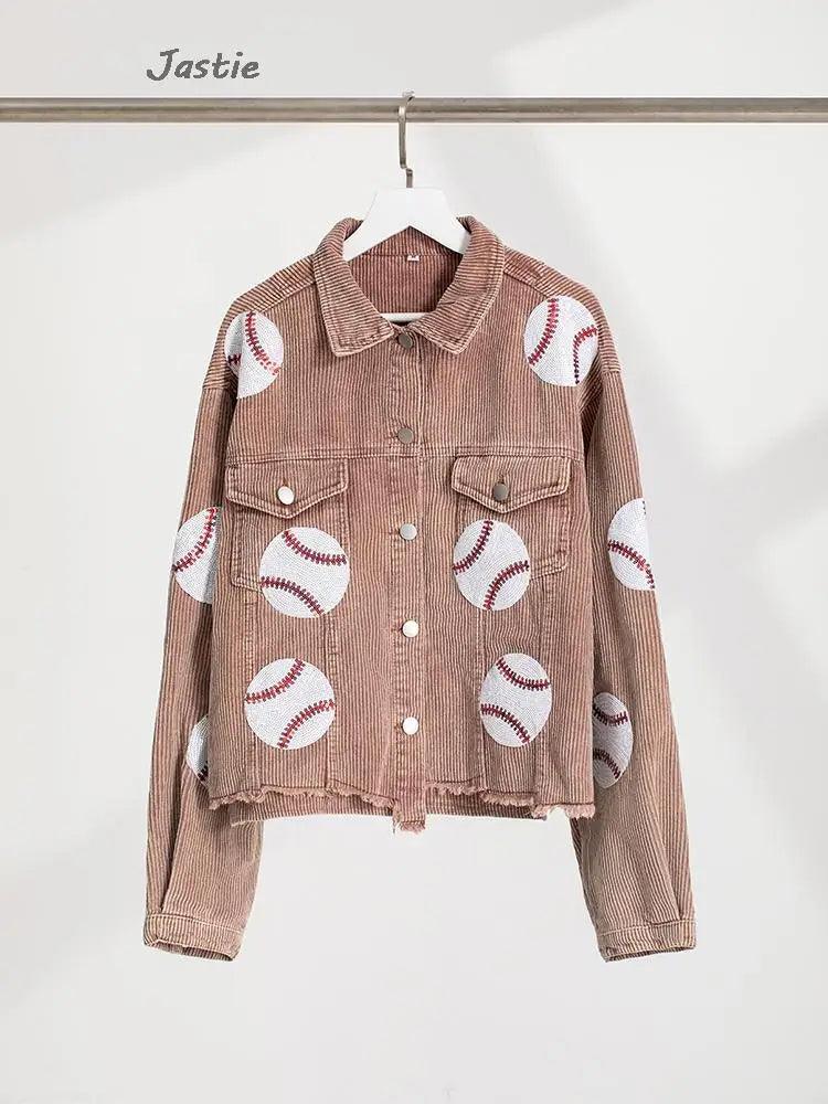 baseball sequin cropped jacket - basil boutique