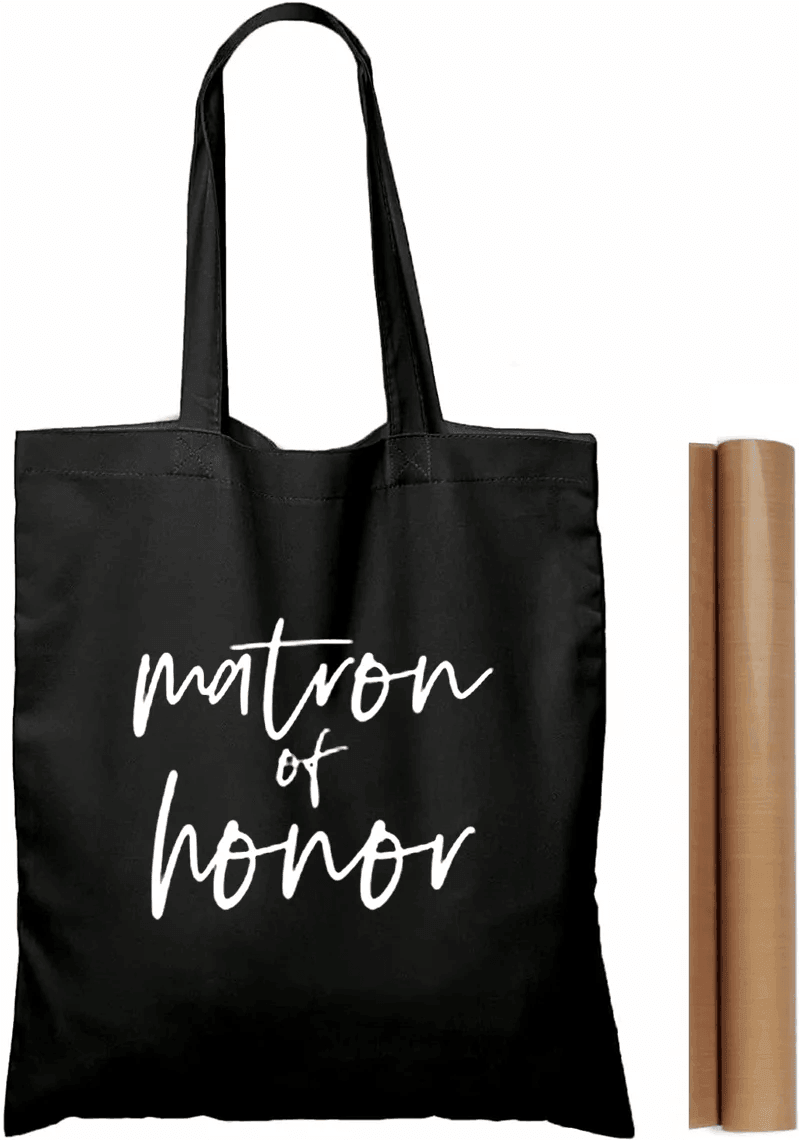 bridal party script tote bags - basil boutique