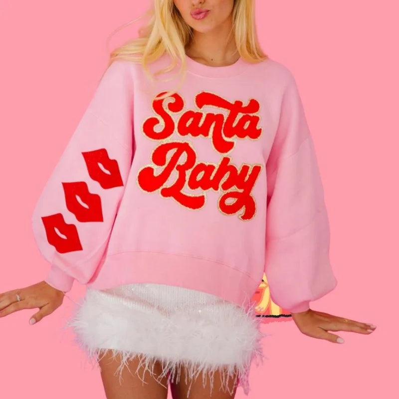 santa baby bows crew sweater