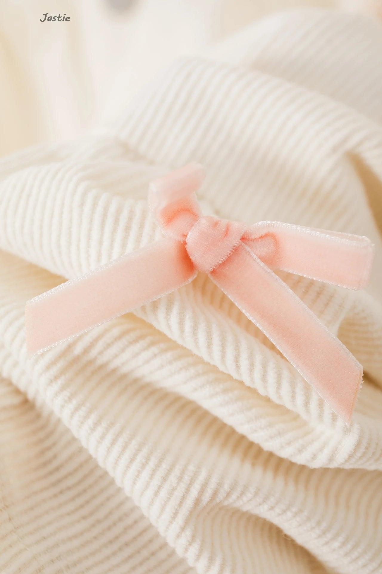 bow corduroy ruffle dress