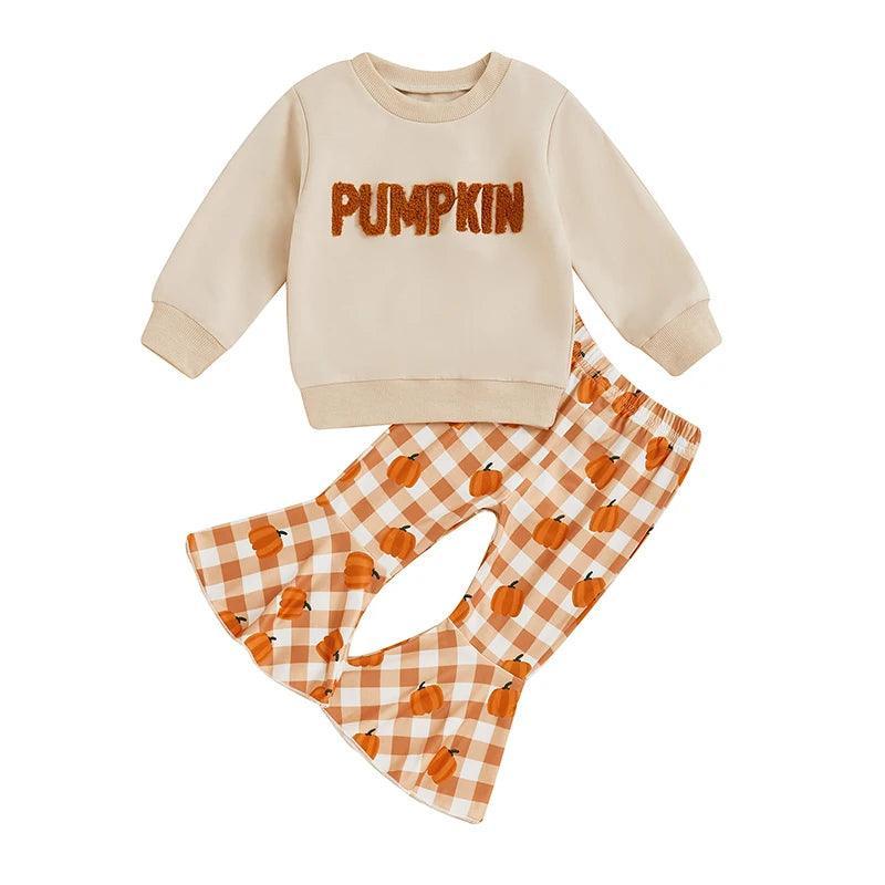 pumpkin plaid kids outfit - basil boutique
