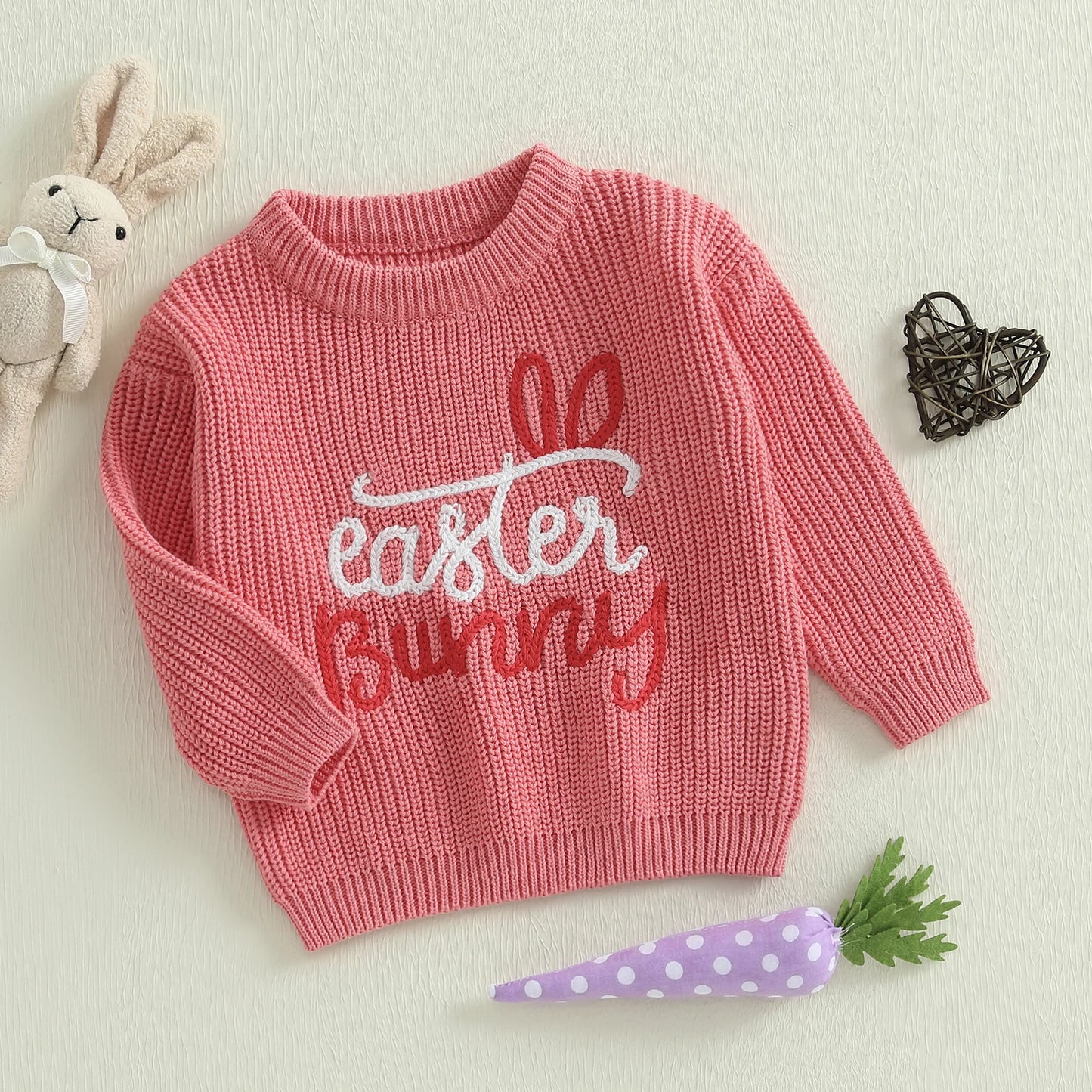 easter bunny knit kids crew sweater