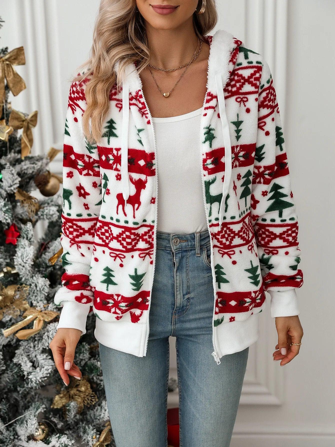 cozy christmas full-zip hoodie - basil boutique