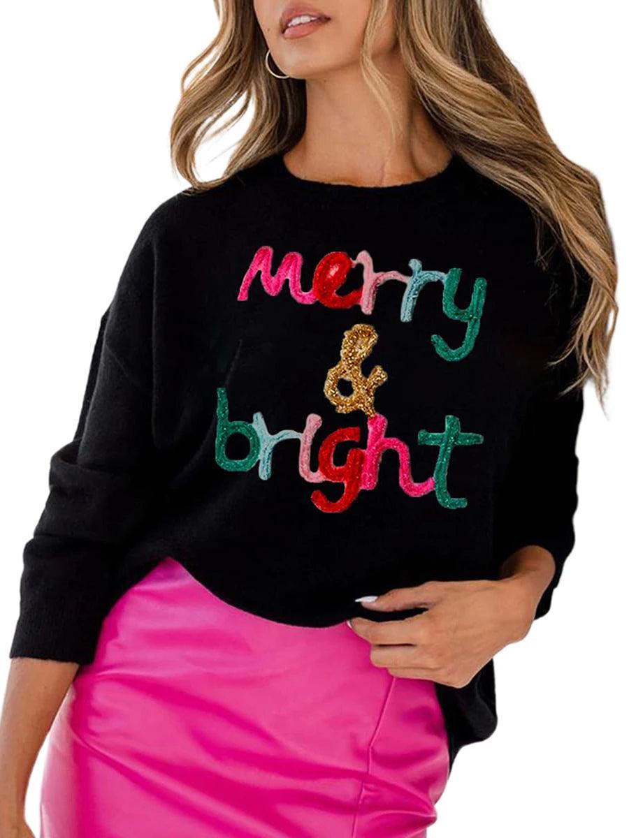 merry + bright crew sweater - basil boutique