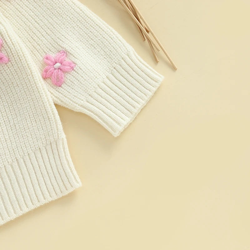 mama's bestie floral knit kids crew sweater