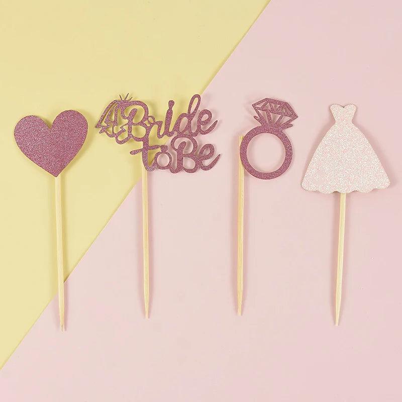 bride-to-be pink cupcake toppers - basil boutique