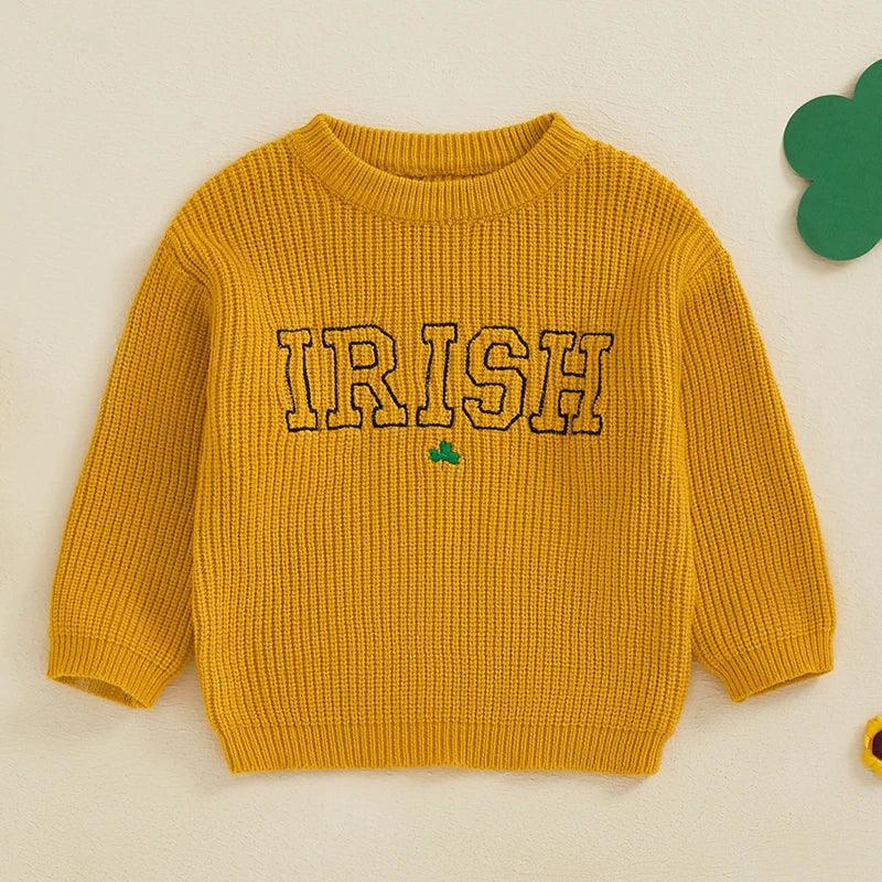 irish varsity knit kids crew sweater